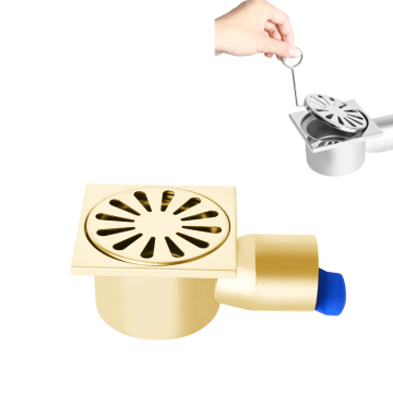 Svuota da 10 cm in acciaio inossidabile 304 a pavimento quadrati con scarico laterale anti-odor e tasto di scarico
