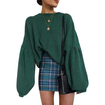 Women's Oversized Crewneck Puff Sleeves Sweater