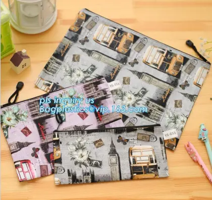 office stationery oxford cloth zipper file bag, A4 size document pockets file stationery file bag, Leather Stationery File Bag