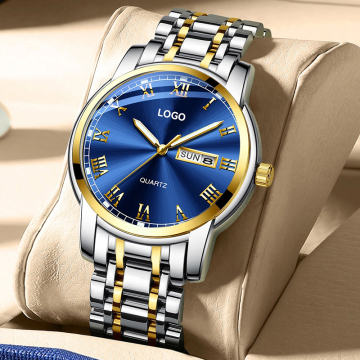Stainless Steel Waterproof Quartz OEM Brand Custom Logo Wristwatches for Men
