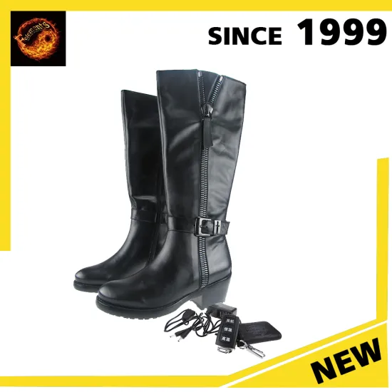 2017 China Wholesale Men's electric heated Leather knee high boots winter heated shoes