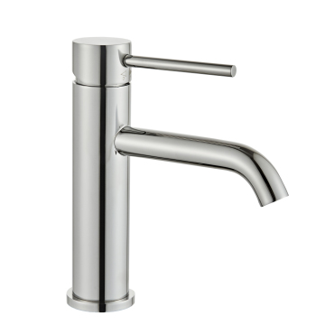 Bathroom Faucet: Angled Bath Mixer in Stainless Steel Brushed Finish