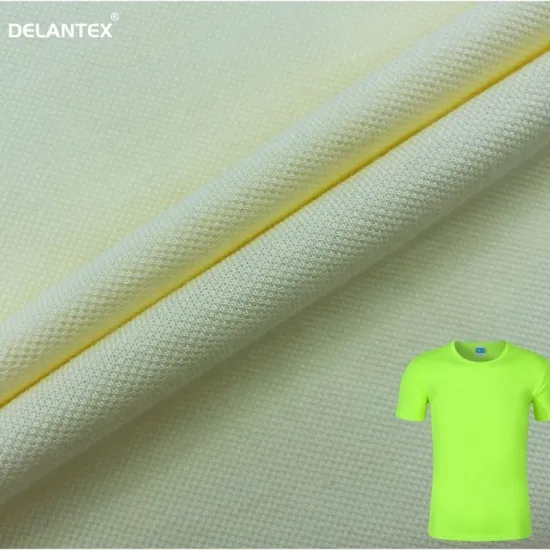 200 GSM Yellow Wicking Pique Fabric: 65% Polyester and 35% Cotton Blend for Soft Fashion
