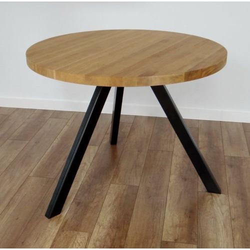 Solid Wooden Round Coffee Table with Iron Leg