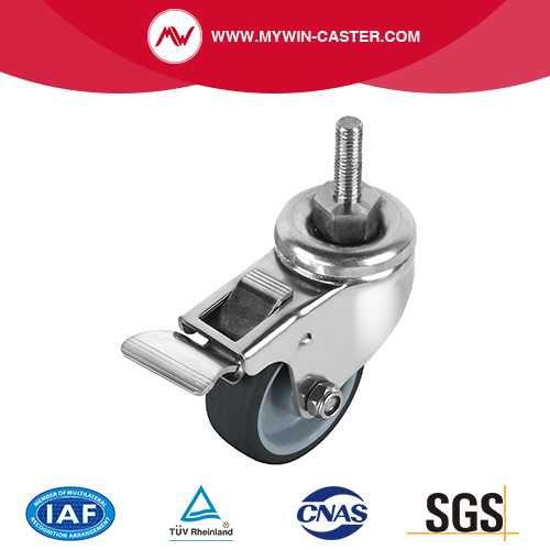 Braked Threaded Stem Swivel Stainless Steel Caster