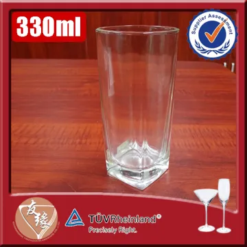 Wholesales Brand Customized Lead Free High Flint Glass Cup Square Bottom Drinking Glass 330ml