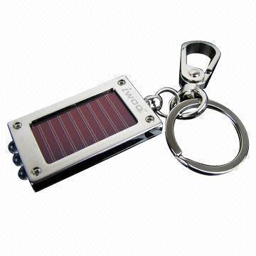 Miniature Solar Keychain with Flashlight, Metal Solar Flashlight