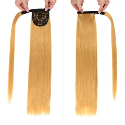 Clip in Ponytail Extension Wrap Around Long Straight Pony Tail Hair Synthetic Hairpiece