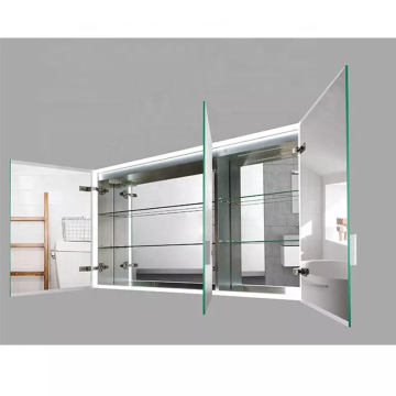 Modern Wall-Mounted Lighted Storage Mirror Cabinet for Bathroom