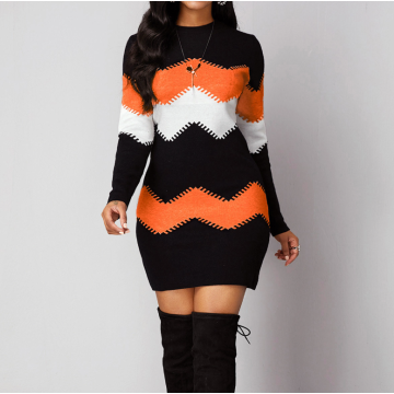 Bodycon Mini Sweater -jurk met lange mouwen