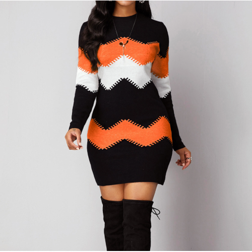 Mini sweter bodycon z długim rękawem