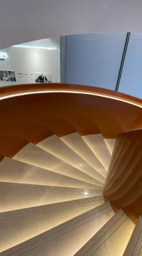 Marble Carbon Steel Stairs Curved Staircase