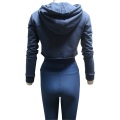 Blue Crop Top Running Hoodie For Women