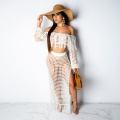 Women Sexy Tassels Hollow Out 2 Piece Outfits