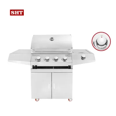 Outdoor Kitchen L Shape Gas BBQ 4 Burner with Side Burner Indoor BBQ Grill Smokeless Outdoor Grill Station