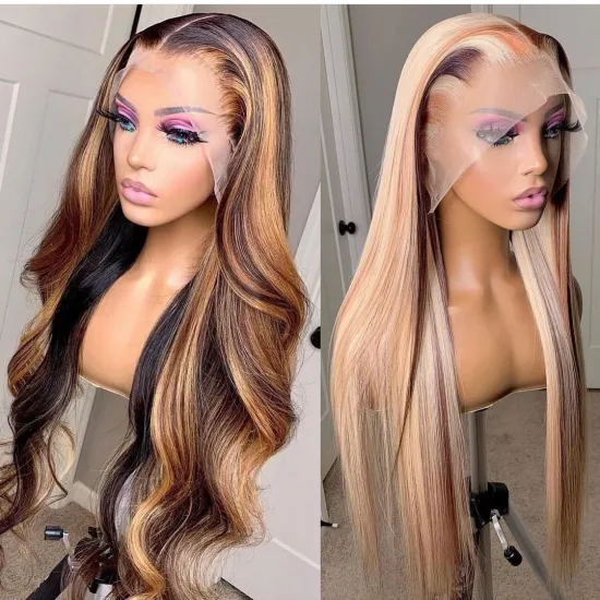 Honey Blonde 13x4 HD Lace Front 180% Density Virgin Hair Highlight Wig for Black Women