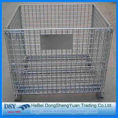 Heavy Duty Steel Galvanized Warehouse Storage container wire mesh pallet cage