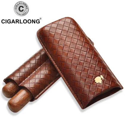 COHIBA cigar case holds 2 cigars travel portable humidor cigar case leather CD-1016