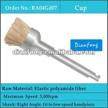 mini RA shank elastic polyamide fiber with aluminum oxide cup shape dental disposable brush