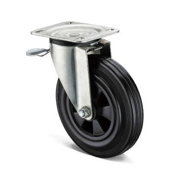 Black rubber heavy duty casters