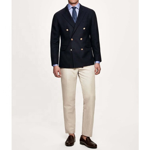 Royal Style Navy Cotton Double Breasted Blazer