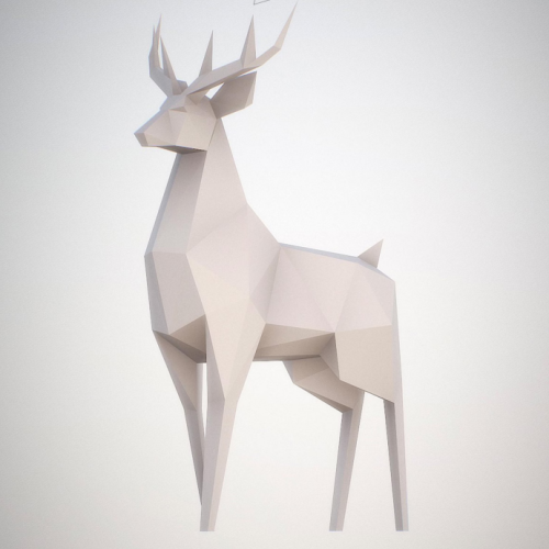 シンプルな3D紙デザインのDIYペーパークラフト鹿モデル