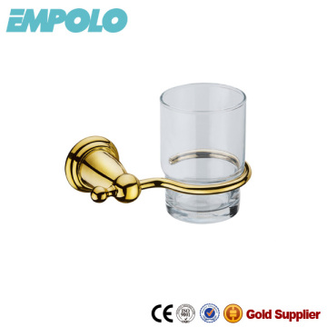Classic Golden Chrome Toilet Tumbler Holder With Glass Cup 916 05