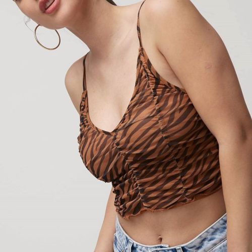 Womens Fashion Zebra Printed Sleeveless Camisole Tank Top