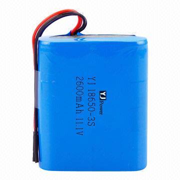 11.1V 2,600mAh 18650 Battery Pack, 18.5 x 54.6 x 67mm