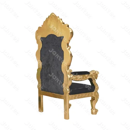 Luxury Royal Dragon Armrest Black Velvet Throne Chair
