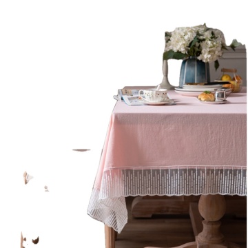 Solid Rectangle Table Cover in Pink with Lace: Stylish and Elegant Tabletop Decor
