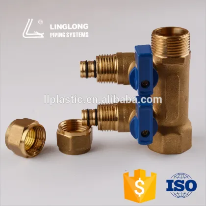 Brass forged water manifold for floor heating
