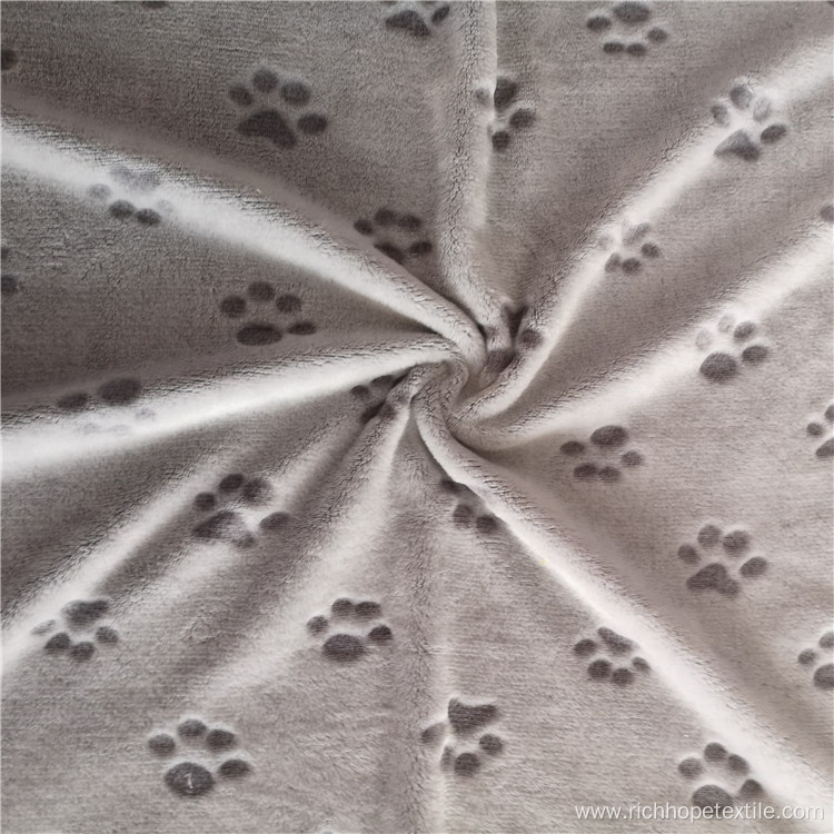Double-Sided Pet Paw Back Printed Cutting Flannel Fabric