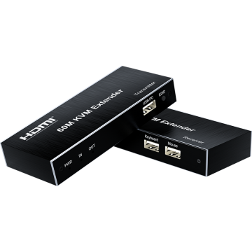 60m HDMI KVM Extender mit Audio &amp; IR -Fernbedienung, USB über Cat5e/Cat6, 1080p, EDID -Unterstützung