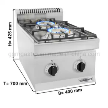 Commercial Kitchen Cooking Equipment Gas Stove Two Burners with Pilot Flame