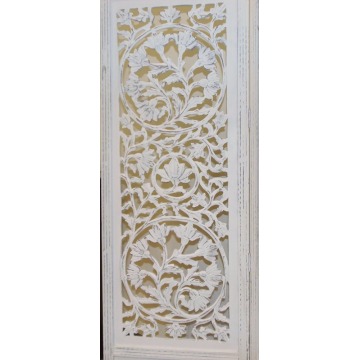 Lotus Antique 4 Panel Handcrafted Wood Room Divider