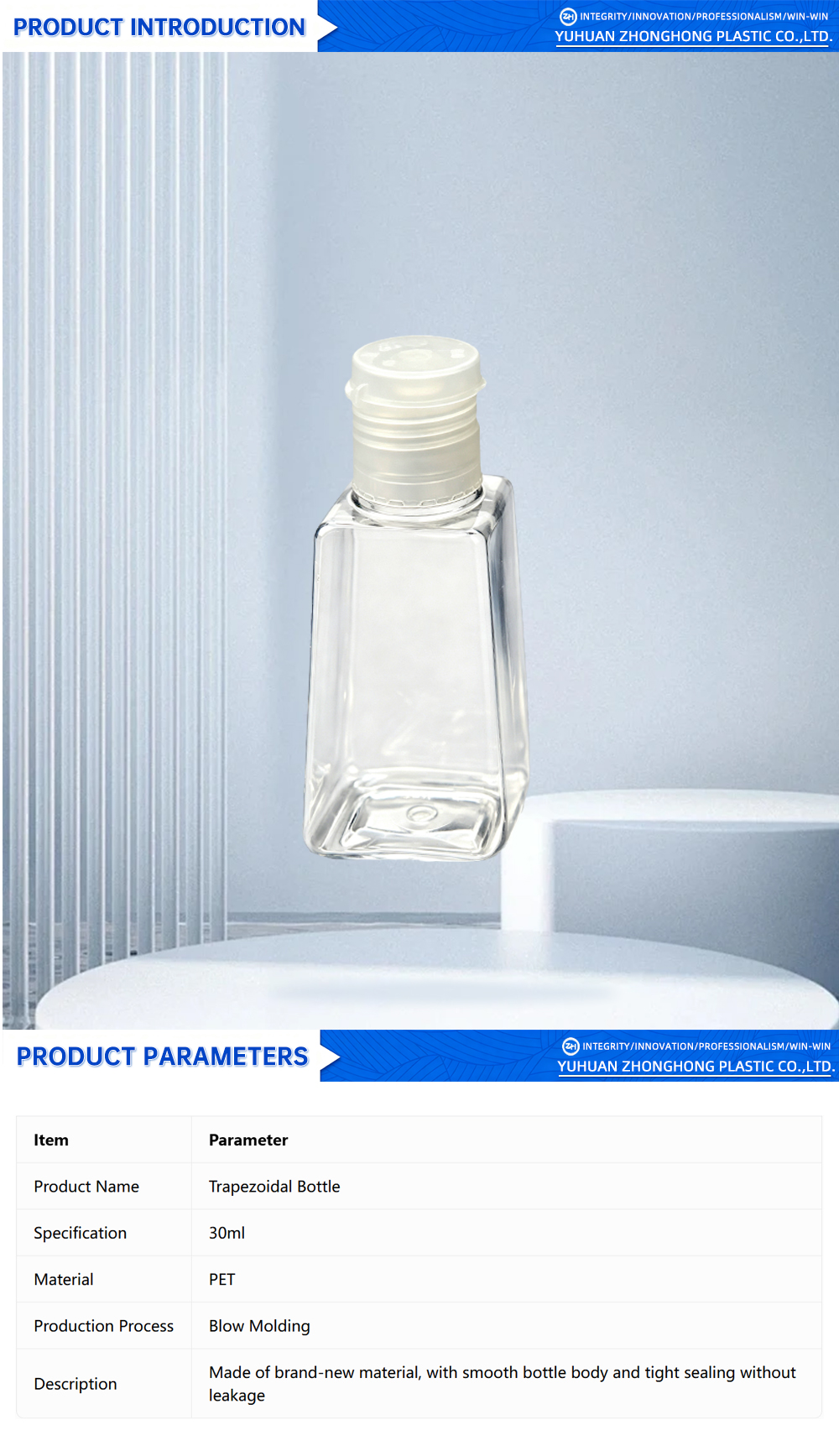 Elegant Trapezoidal Bottle in Recyclable PET Material X