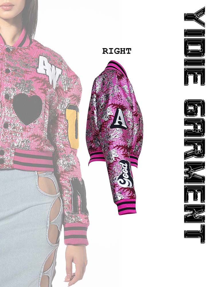 Windproof Sweet Shiny Jacquard Preppy Punk Jacket