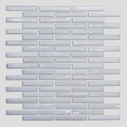 White Art Strip Mosaic Glass Round Edge Craft