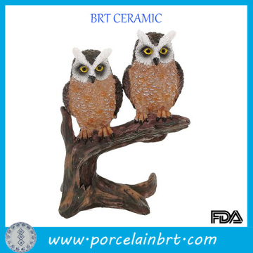 Resin Owl Figurine Standing on the Branch