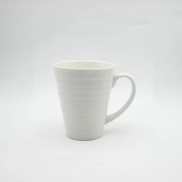 New Arrival Cheap Ceramic White Ceramic Embossed Coffee Mug