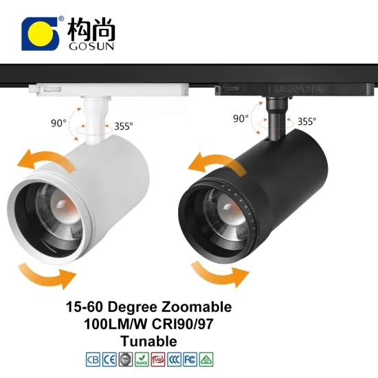 36W 15-60 Degree Zoomable LED Track Light for Art Galleries