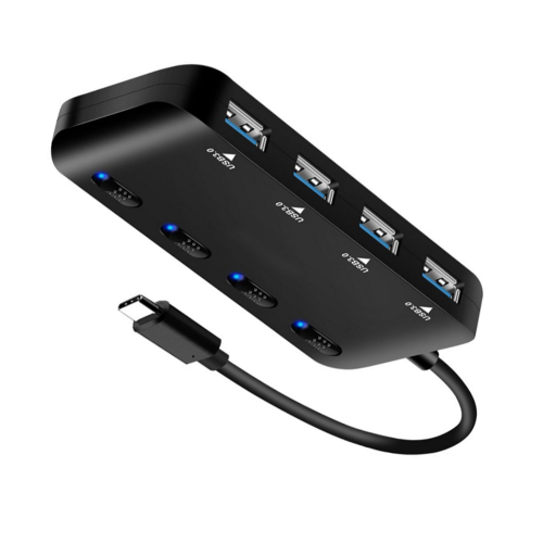 4 Port USB Hubs USB3.0 4-Port Multi Hub Expansion With LED Switch Manufactory