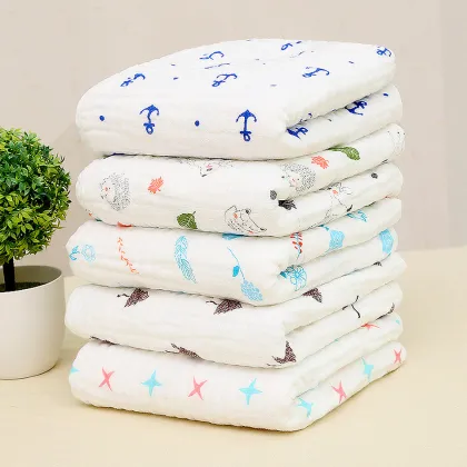 Organic Cotton Printed Muslin Baby Blankets Baby Products