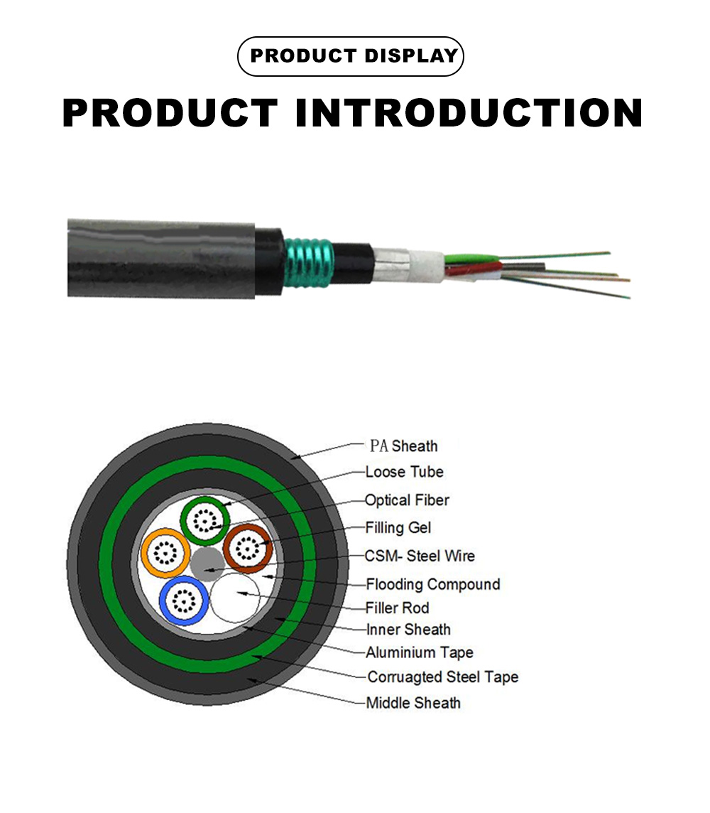 50.GYTA54 Loose Tube SZ Stranded, Steel Tape Armored Optical Cable with Nylon Overjacket