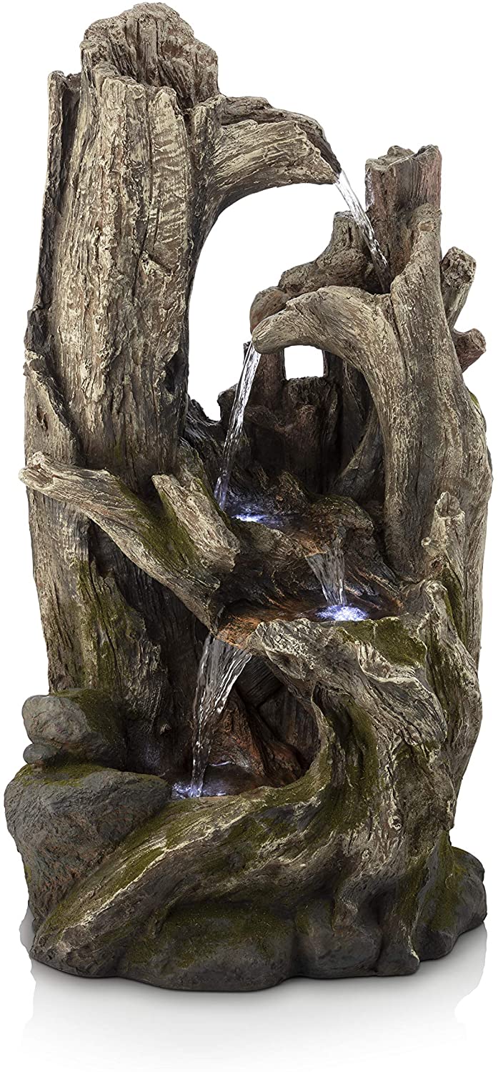 Five Tiered Rainforest Tree Trunk LED Lights Fountain