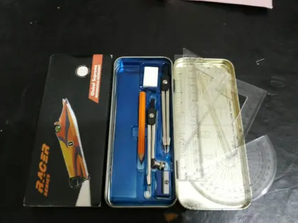Math Instruments Set with Metal Storage Tin Box