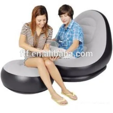 most popular grey PVC flocking inflatable couch footstool,indoor inflatable furniture