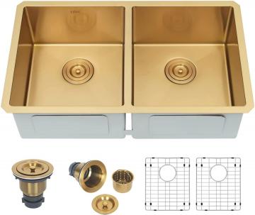 30" under counter double bowl wash kitchen sink