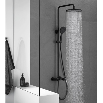 Durable bath shower mixer column hot and cold water bathtub faucet black shower